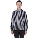 Zebra Texture, Zebra Wool, White Black Background Women s High Neck Windbreaker View1