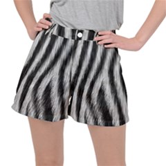 Zebra Texture, Zebra Wool, White Black Background Women s Ripstop Shorts by kyorashop23