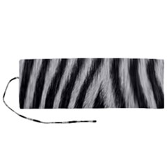 Zebra Texture, Zebra Wool, White Black Background Roll Up Canvas Pencil Holder (m) by kyorashop23