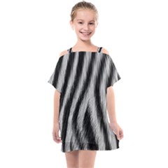 Zebra Texture, Zebra Wool, White Black Background Kids  One Piece Chiffon Dress