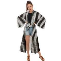 Zebra Texture, Zebra Wool, White Black Background Maxi Kimono by kyorashop23