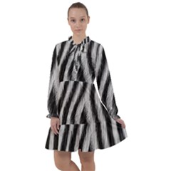 Zebra Texture, Zebra Wool, White Black Background All Frills Dress by kyorashop23