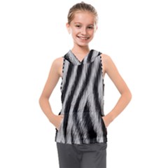 Zebra Texture, Zebra Wool, White Black Background Kids  Sleeveless Hoodie by kyorashop23