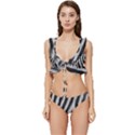 Zebra Texture, Zebra Wool, White Black Background Low Cut Ruffle Edge Bikini Set View1