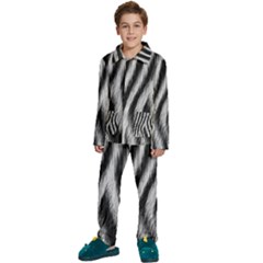 Zebra Texture, Zebra Wool, White Black Background Kids  Long Sleeve Velvet Pajamas Set by kyorashop23