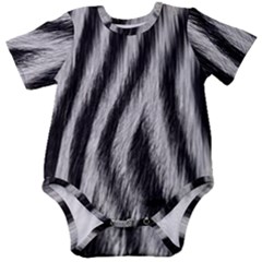 Zebra Texture, Zebra Wool, White Black Background Baby Short Sleeve Bodysuit by kyorashop23