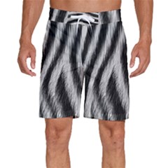 Zebra Texture, Zebra Wool, White Black Background Men s Beach Shorts by kyorashop23