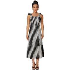 Zebra Texture, Zebra Wool, White Black Background Tie-strap Tiered Midi Chiffon Dress by kyorashop23