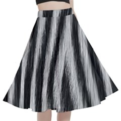 Zebra Texture, Zebra Wool, White Black Background A-line Full Circle Midi Skirt With Pocket by kyorashop23