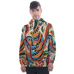 Madhubani Art A Men s Front Pocket Pullover Windbreaker