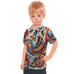 Madhubani Art A Kids  Polo T-shirt