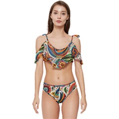 Madhubani Art A Ruffle Edge Tie Up Bikini Set	 by BellaVistaTshirt02