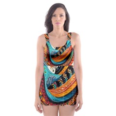 Madhubani Art A Skater Dress Swimsuit