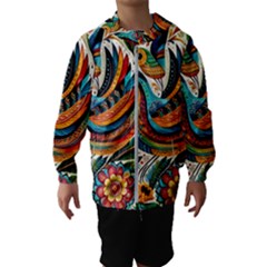 Madhubani Art A Kids  Hooded Windbreaker