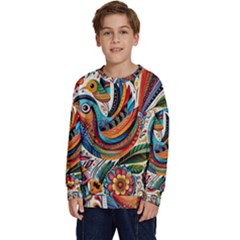 Madhubani Art A Kids  Crewneck Sweatshirt