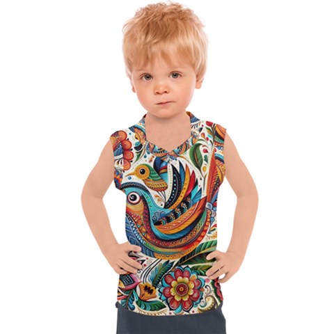 Madhubani Art A Kids  Sport Tank Top by BellaVistaTshirt02