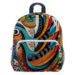 Madhubani Art A Kids  Age 5-10 Lightweight School Backpack With Side Pockets