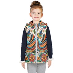 Madhubani Art A Kids  Hooded Puffer Vest