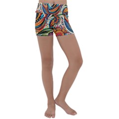 Madhubani Art A Kids  Lightweight Velour Yoga Shorts