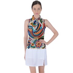 Madhubani Art A Women s Sleeveless Polo T-shirt