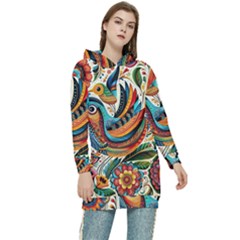 Madhubani Art A Women s Long Oversized Pullover Hoodie