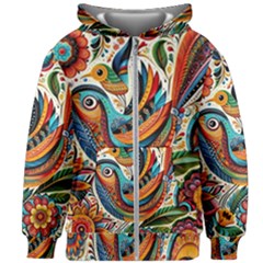 Madhubani Art A Kids  Zipper Hoodie Without Drawstring