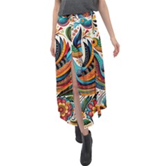 Madhubani Art A Velour Split Maxi Skirt