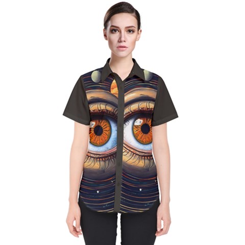 Eye Of The Universe (ai) Women s Short Sleeve Shirt by dflcprintsclothing