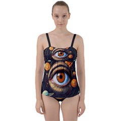 Eye Of The Universe (ai) Twist Front Tankini Set by dflcprintsclothing