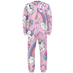 Beautiful Cute Animals Pattern Pink Onepiece Jumpsuit (men)