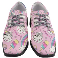 Beautiful Cute Animals Pattern Pink Women Heeled Oxford Shoes by Grandong