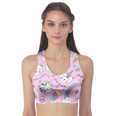 Beautiful Cute Animals Pattern Pink Fitness Sports Bra by Grandong