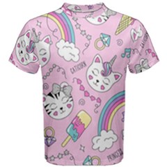 Beautiful Cute Animals Pattern Pink Men s Cotton T-shirt by Grandong