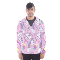 Beautiful Cute Animals Pattern Pink Men s Hooded Windbreaker