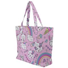 Beautiful Cute Animals Pattern Pink Zip Up Canvas Bag by Grandong