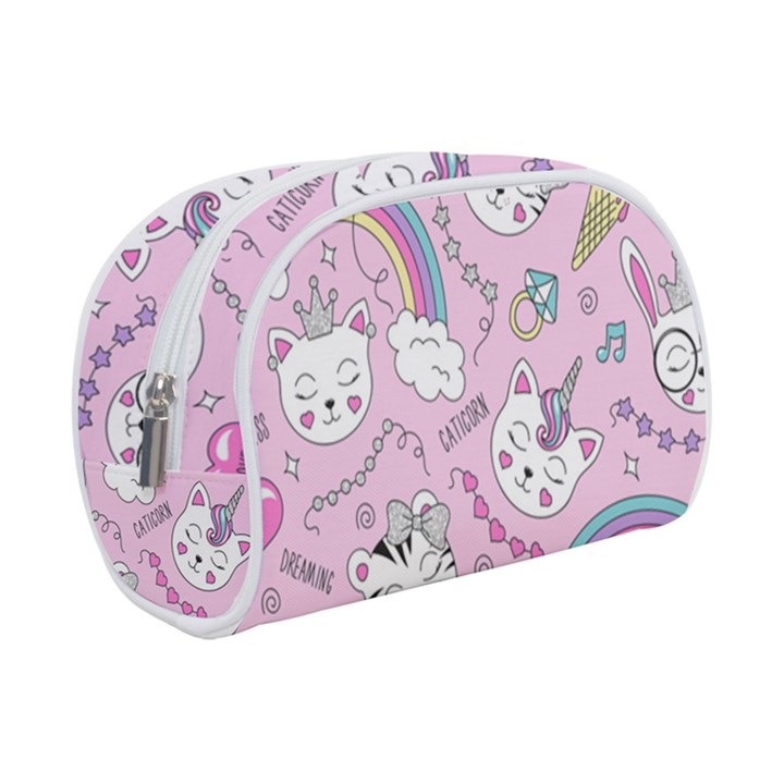 Beautiful Cute Animals Pattern Pink Make Up Case (Small)