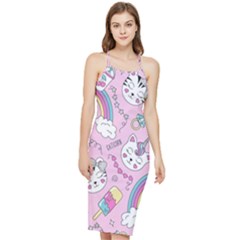 Beautiful Cute Animals Pattern Pink Bodycon Cross Back Summer Dress by Grandong