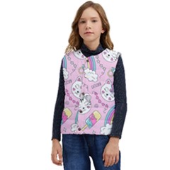 Beautiful Cute Animals Pattern Pink Kid s Button Up Puffer Vest	