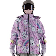 Beautiful Cute Animals Pattern Pink Women s Zip Ski And Snowboard Waterproof Breathable Jacket by Grandong