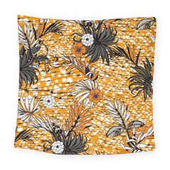 Leaf Yellow Point Flower White Square Tapestry (large)