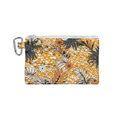 Leaf Yellow Point Flower White Canvas Cosmetic Bag (small) by Grandong