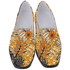 Leaf Yellow Point Flower White Women s Classic Loafer Heels by Grandong