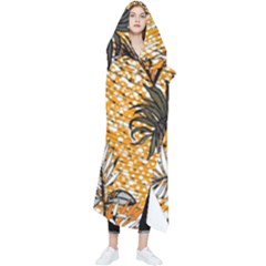 Leaf Yellow Point Flower White Wearable Blanket by Grandong