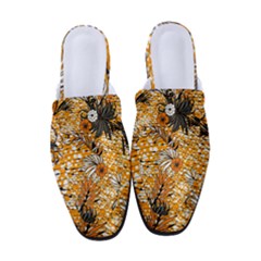 Leaf Yellow Point Flower White Women s Classic Backless Heels by Grandong