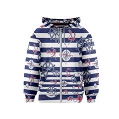 Seamless Marine Pattern Kids  Zipper Hoodie