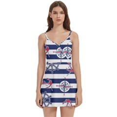 Seamless Marine Pattern Body Wrap Sleeveless V-neck Mini Dress by Ket1n9