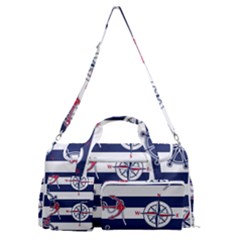 Seamless Marine Pattern Sports Gym Duffle Bag With Shoe Compartment by Ket1n9