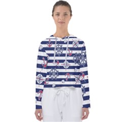 Seamless Marine Pattern Women s Slouchy Sweat