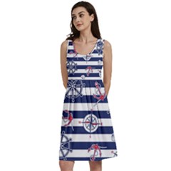 Seamless Marine Pattern Classic Skater Dress by Ket1n9