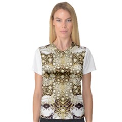 Opulent Essence Print V-neck Sport Mesh T-shirt